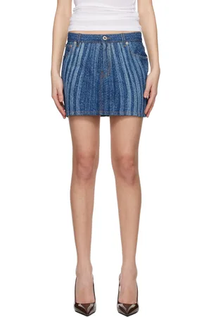 Jean Paul Gaultier Minijupe bleue en denim à assemblage en spirale