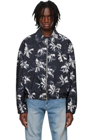 SYSTEM Blouson aviateur bleu marine à motif fleuri imprimé