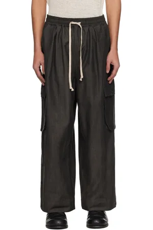 JAN JAN VAN ESSCHE Pantalon cargo gris en canevas brossé à taille élastique - O-Project