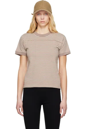 Carter Young T-shirt Football taupe et blanc cassé à rayures
