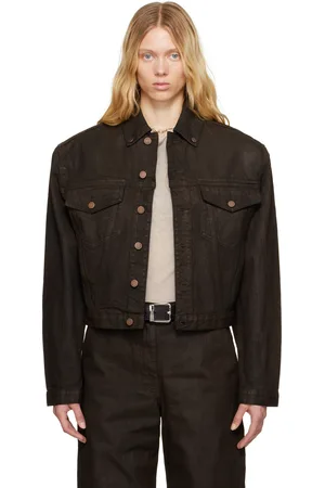 Entire Studios Blouson rétréci brun en denim