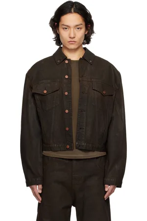 Entire Studios Blouson rétréci brun en denim
