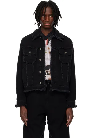 EgonLab Blouson noir en denim à bords bruts