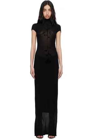 Jean Paul Gaultier Robe longue sans manches noire en jersey léger de viscose