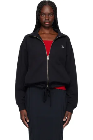Maison Kitsuné Pull molletonné noir à écusson à logo Baby Fox et à glissière