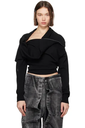 Y / PROJECT Pull noir en tricot à glissière et à panneau intégré
