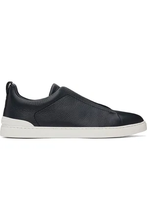 Ermenegildo Zegna Baskets Triple Stitch™ bleu marine en cuir de cerf