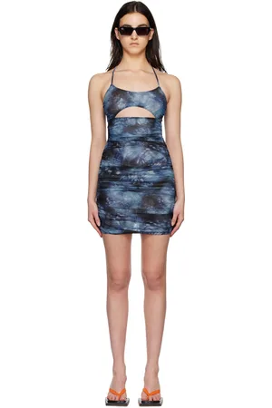 MISBHV Robe courte bleue à motif graphique