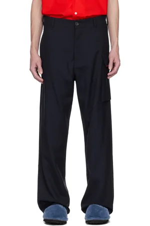 Marni Pantalon bleu marine en laine froide
