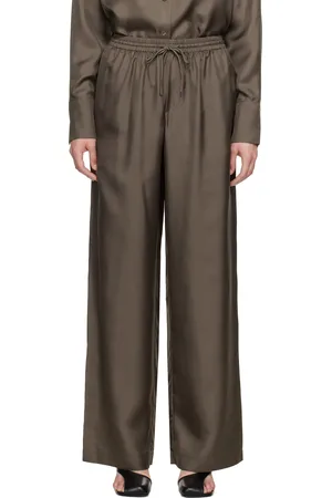 Rohe Pantalon décontracté taupe en soie