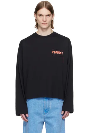 Marni T-shirt à manches longues noir à écusson à logo