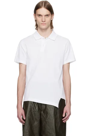 Comme des Garçons Polo asymétrique blanc en piqué de coton