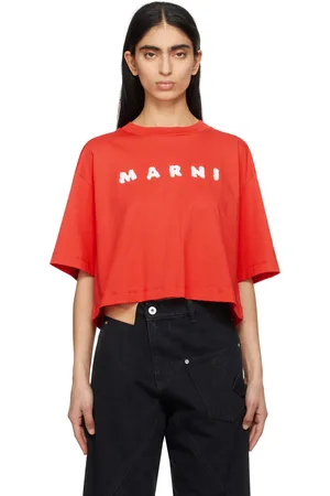 Marni T-shirt droit rouge à logo à effet gribouillé