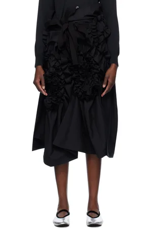 Tao & friends Jupe midi Tropical noire en laine et polyester teints en fil