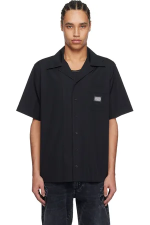 Dolce & Gabbana Chemise noire en coton à plaque à logo - Essential