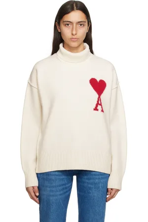 Ami Pull blanc à logo Ami de cœur