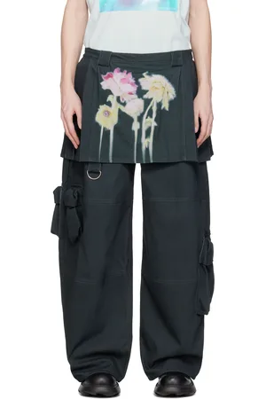 Collina Strada Pantalon cargo Lawn noir à empiècement de style jupe