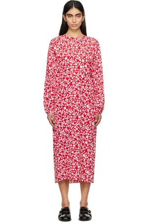 Marni Robe midi rouge à motif fleuri