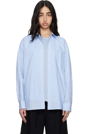 Comme des Garçons Chemise blanc et bleu à motif guingan
