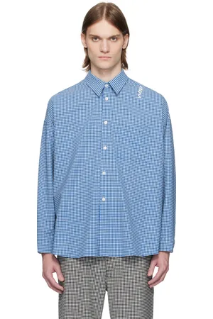 Marni Chemise bleu et blanc en laine à carreaux