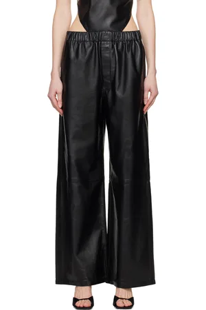 Ludovic De Saint Sernin Pantalon de style boxe noir en cuir