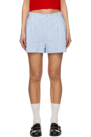 Marni Short bleu et blanc en tissu gaufré à carreaux