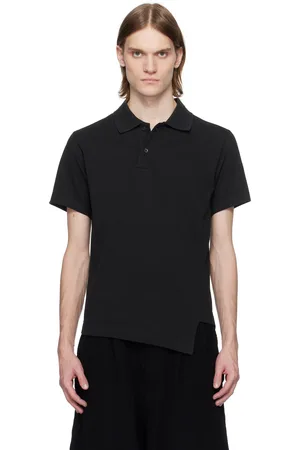 Comme des Garçons Polo asymétrique noir en piqué de coton