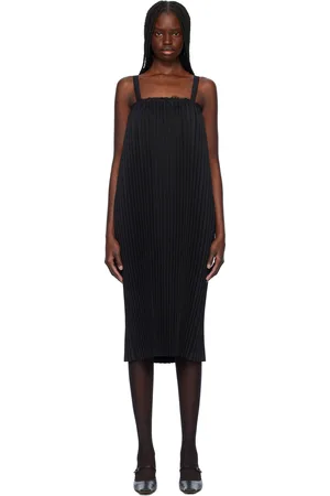 Comme des Garçons Robe midi noire en gabardine