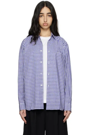 Comme des Garçons Chemise bleu et bleu à motif guingan