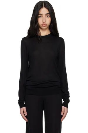 Totême Pull noir en tricot à col ras du cou