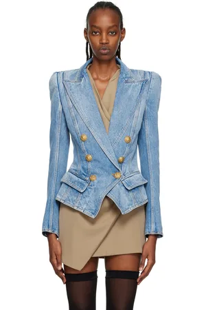 Balmain Blouson ajusté bleu en denim