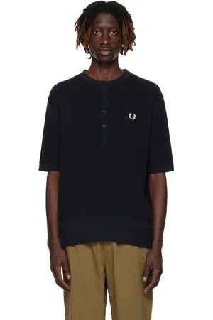 Fred Perry Henley bleu marine à boutons