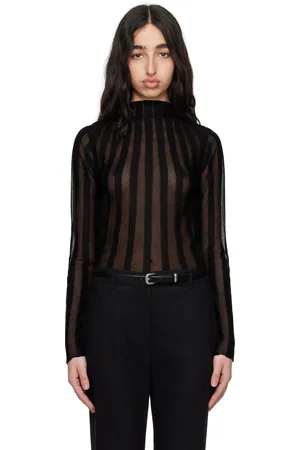 REMAIN Birger Christensen Haut à manches longues noir en tricot à mailles fines
