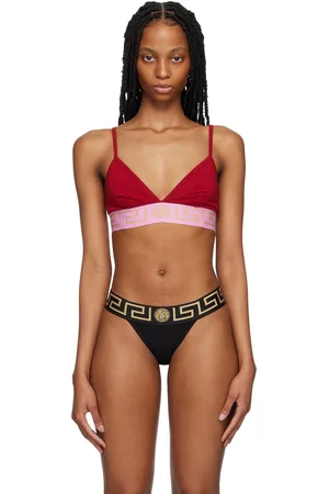 VERSACE Soutien-gorge rouge à motif à clé grecque