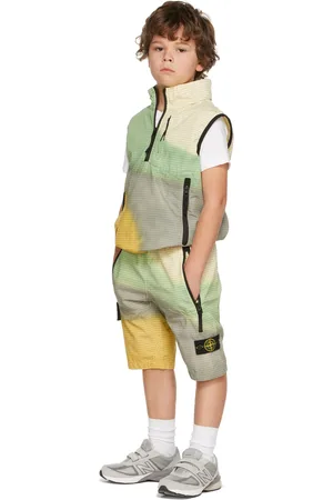 Stone Island Enfant | Short jaune et vert à effet aérographié