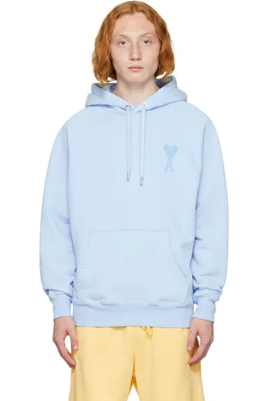 Ami Pull à capuche bleu à logo Ami de cœur