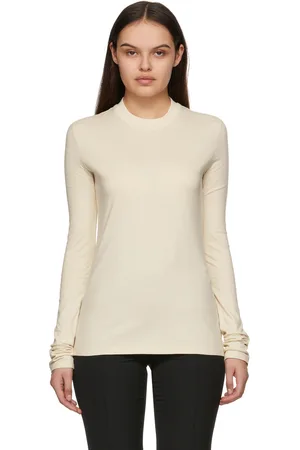 OFF-WHITE T-shirt beige à rayures diagonales