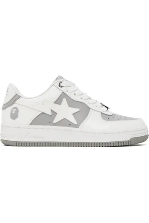BAPE Baskets #6 blanc et gris à étoiles emblématiques
