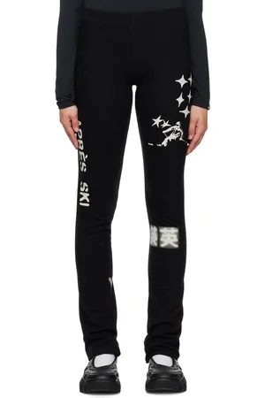 OPEN YY Legging noir à images et texte imprimés