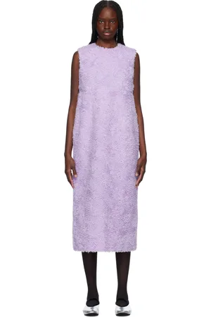 Comme des Garçons Robe midi mauve en tulle à broderies