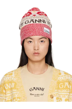 Ganni Bonnet multicolore à motif en tricot jacquard