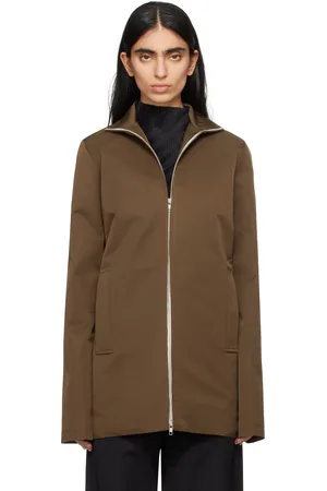 LII Blouson ajusté brun à col montant exclusif à SSENSE