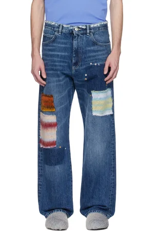 Marni Jean bleu en denim à patchwork