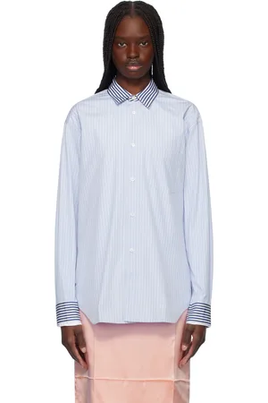 Comme des Garçons Chemise teinte bleue en popeline de coton à rayures - Forever