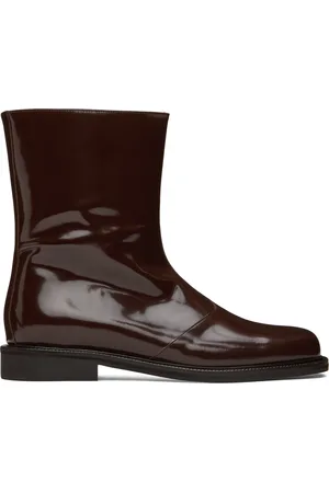 LE 17 SEPTEMBRE Bottes brunes en cuir verni