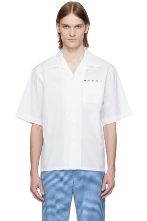 Marni Chemise de bowling blanche en popeline à logo dissimulé