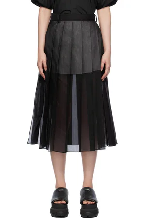 SACAI Jupe midi bleu marine à rayures fines