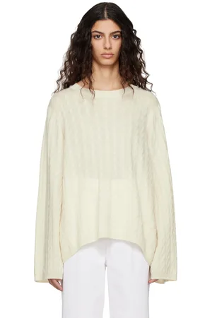 Totême Pull blanc cassé à col ras du cou