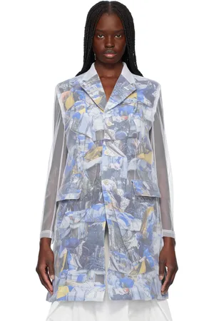 Comme des Garçons Blouson étagé blanc et multicolore