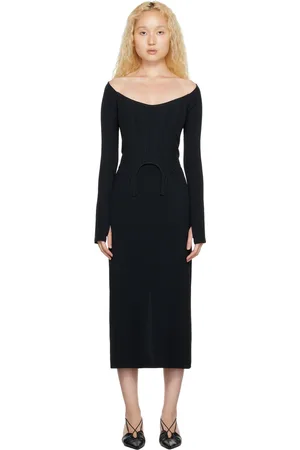 DION LEE Robe midi de style corset Arch Longline noire